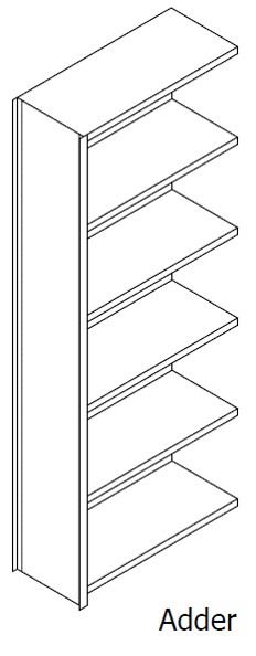 Unslotted, Open Shelving, Adder Unit, 5 Openings, 6 Shelves, 30&quot;w x 24&quot;d x 88-1/4&quot;h