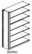 Double Entry, Open Shelving, Unslotted, Adder Unit, 6 Openings, 7 Shelves, 30"w x 24"d x 76"h<br />DA-762430-A6L*