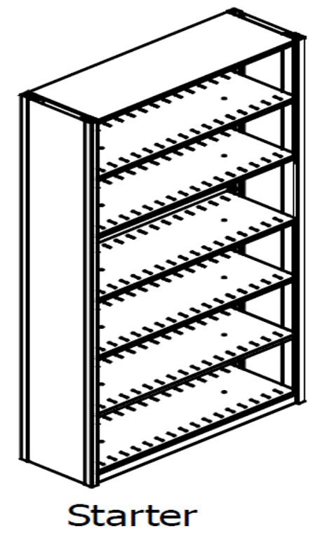 Double Entry, Open Shelving, Slotted, Starter Unit, 6 Openings, 7 Shelves, 42&quot;w x 24&quot;d x 76&quot;h