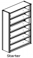 Single Entry, Open Shelving, Slotted, Starter Unit, 6 Openings, 7 Shelves, 30"w x 9"d x 76"h<br />DA-760930-S6LS