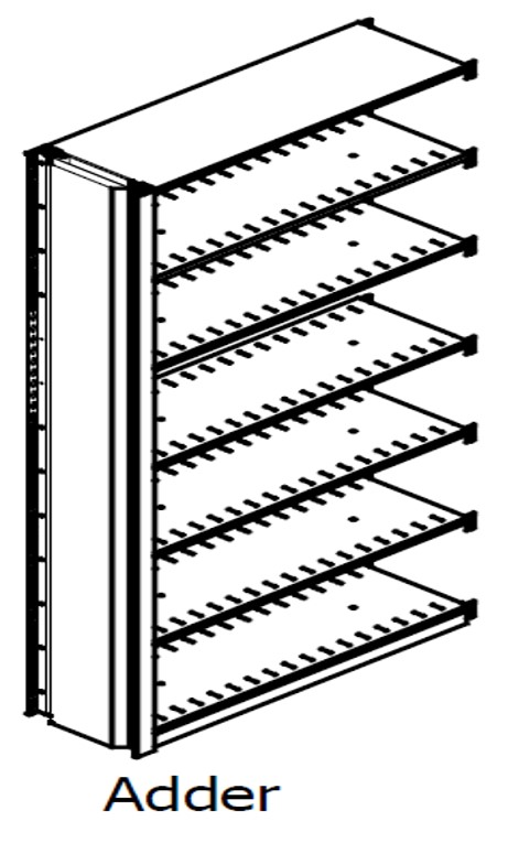 Single Entry, Open Shelving, Slotted, Adder Unit, 6 Openings, 7 Shelves, 42&quot;w x 15&quot;d x 76&quot;h