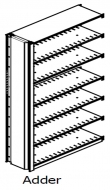 Double Entry, Open Shelving, Slotted, Adder Unit, 6 Openings, 7 Shelves, 48"w x 30"d x 76"h<br />DA-763048-A6LS**