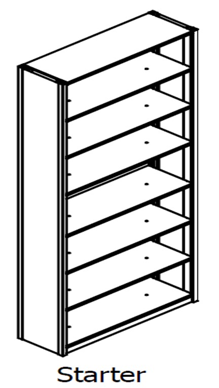 Double Entry, Open Shelving, Unslotted, Starter Unit, 7 Openings, 8 Shelves, 30&quot;w x 30&quot;d x 88&quot;h