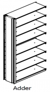 Single Entry, Open Shelving, Unslotted, Adder Unit, 7 Openings, 8 Shelves, 30"w x 9"d x 88"h<br />DA-880930-A7L