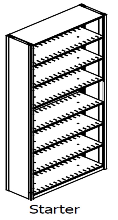 Double Entry, Open Shelving, Slotted, Starter Unit, 7 Openings, 8 Shelves, 36&quot;w x 18&quot;d x 88&quot;h