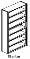 Single Entry, Open Shelving, Slotted, Starter Unit, 7 Openings, 8 Shelves, 30"w x 9"d x 88"h<br />DA-880930-S7LS