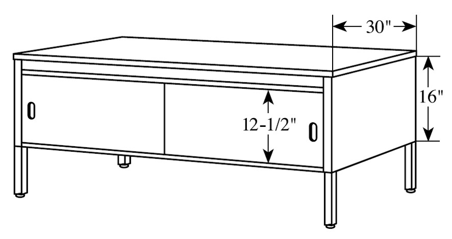 30&quot; Deep Sorting Table, Open table, 48&quot; W, Adjustable 28&quot; to 36&quot; H