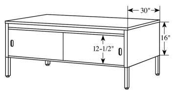 30" Deep Sorting Table, With bottom shelf and sliding doors, 30" W, Adjustable 28" to 36" H<br />DA-STA30SSD