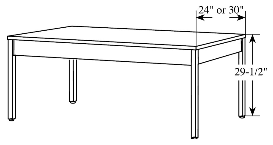 24&quot; Deep Work Open Table, 24&quot; D x 29-1/2&quot; H x 72&quot; W