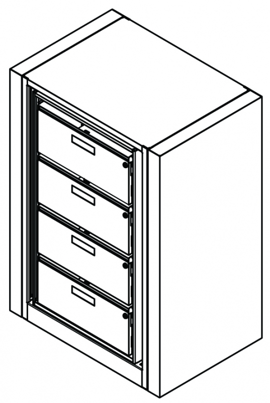 Rotary File Cabinet, Adder Unit, Letter Size, 4 openings, 4 drawers per side, 30-3/4&quot;w x 25&quot;d x 51&quot;h