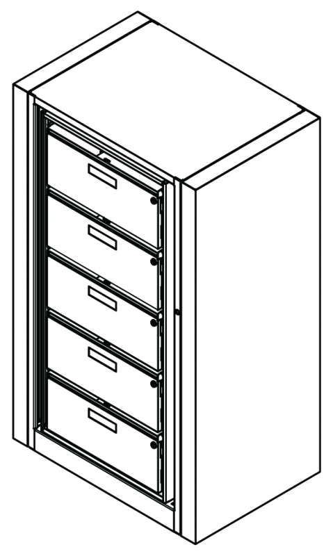 Rotary File Cabinet, Adder Unit, Letter Size, 5 openings, 5 drawers per side, 30-3/4&quot;w x 25&quot;d x 61-1/2&quot;h