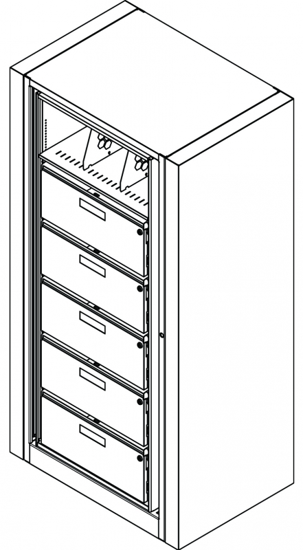 Rotary File Cabinet, Adder Unit, Letter Size, 6 openings, 5 drawers per side, 30-3/4&quot;w x 25&quot;d x 72&quot;h