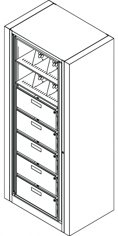 Rotary File Cabinet, Adder Unit, Letter Size, 7 openings, 5 drawers per side, 30-3/4&quot;w x 25&quot;d x 82-1/2&quot;h