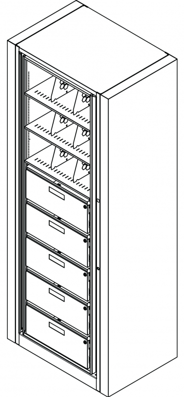 Rotary File Cabinet, Adder Unit, Legal Size, 8 openings, 5 drawers per side, 38-3/4&quot;w x 31&quot;d x 93&quot;h
