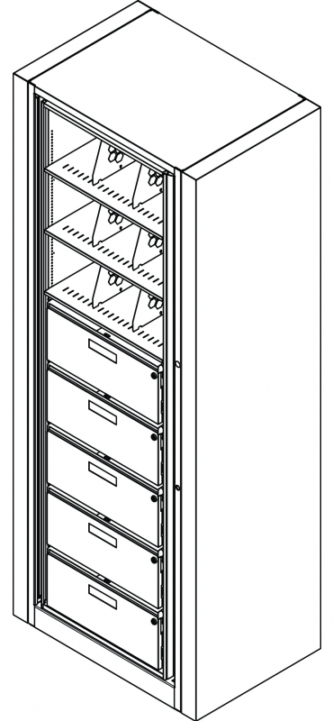 Rotary File Cabinet, Starter Unit, Letter Size, 8 openings, 5 drawers per side, 36-1/2&quot;w x 25&quot;d x 93&quot;h