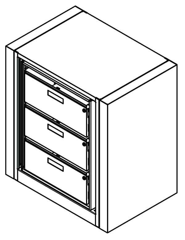 Rotary File Cabinet, Adder Unit, Legal Size, 3 openings, 3 drawers per side, 38-3/4&quot;w x 31&quot;d x 42&quot;h