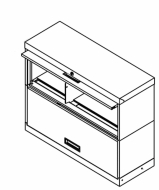 Stationary Shelving with retractable door, 2 Openings, Non-Locking, Legal Size, 100 Series, 42"w x 18"d x 28"h<br />DA-SN12LG2-NL