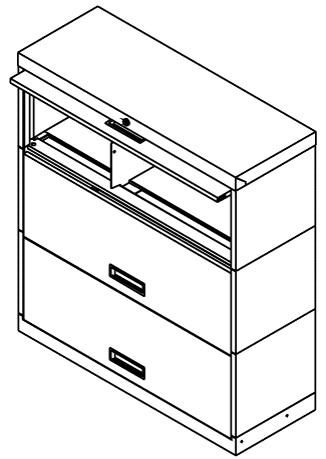 Stationary Shelving with retractable door, 3 Openings, Locking, Binder Size, 100 Series, 24&quot;w x 15&quot;d x 46&quot;h