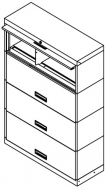 Stationary Shelving with retractable door, 4 Openings, Non-Locking, Letter Size, 100 Series, 24"w x 15"d x 52"h<br />DA-SN14LT4-NL