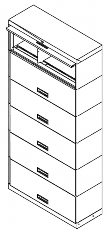 Stationary Shelving with retractable door, 6 Openings, Locking, Binder Size, 100 Series, 42&quot;w x 15&quot;d x 88&quot;h