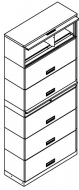 Stationary shelving with spacer, 6 Openings, Non-Locking, Binder Size, 300 series, 36"w x 15"d x 90-1/2"h<br />DA-SN36BN6-NL