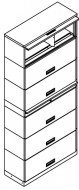 Stationary shelving with spacer, 6 Openings, Non-Locking, Letter Size, 300 series, 30"w x 15"d x 78-1/2"h<br />DA-SN30LT6-NL