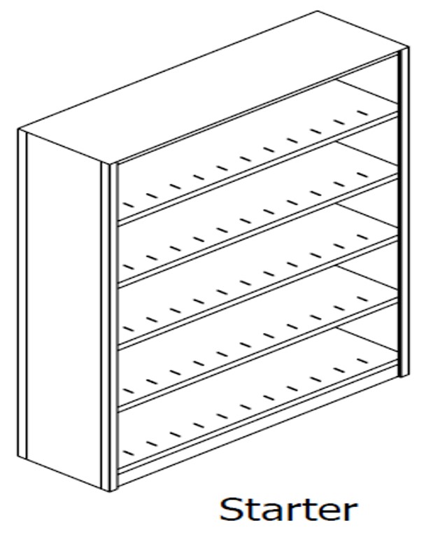 Preconfigured, Legal Size, Open Shelving, Starter Unit, 5 openings, 6 shelves, 48&quot;w x 15&quot;d x 64-1/4&quot;h