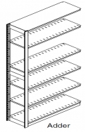 Preconfigured, Legal Size, Open Shelving, Adder Unit, 5 openings, 6 shelves, 48"w x 15"d x 76-1/4"h<br />DA-761548-A5