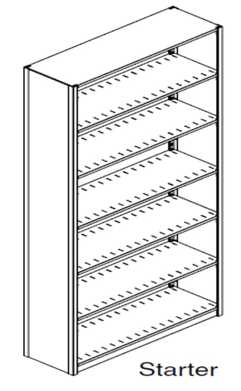 Preconfigured, Legal Size, Open Shelving, Starter Unit, 6 openings, 7 shelves, 24&quot;w x 15&quot;d x 85-1/4&quot;h