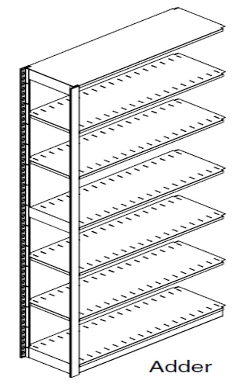 Preconfigured, Letter Size, Open Shelving, Adder Unit, 6 openings, 7 shelves, 36&quot;w x 12&quot;d x 85-1/4&quot;h