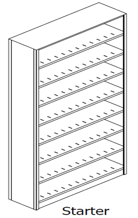 Preconfigured, Letter Size, Open Shelving, Starter Unit, 8 openings, 9 shelves, 24&quot;w x 24&quot;d x 88-1/4&quot;h