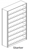 Preconfigured, Letter Size, Open Shelving, Starter Unit, 8 openings, 9 shelves, 24"w x 24"d x 88-1/4"h<br />DA-882424-S8*