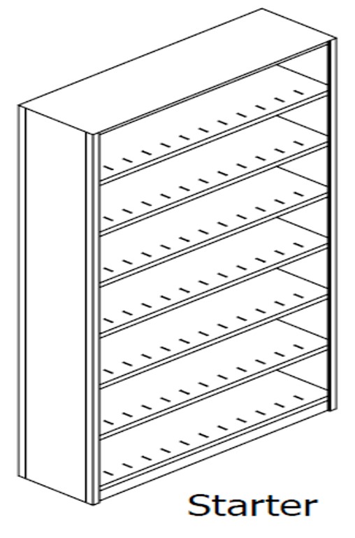 Preconfigured, Legal Size, Open Shelving, Starter Unit, 7 openings, 8 shelves, 30&quot;w x 30&quot;d x 88-1/4&quot;h