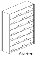 Preconfigured, Letter Size, Open Shelving, Starter Unit, 7 openings, 8 shelves, 36"w x 12"d x 88-1/4"h<br />DA-881236-S7