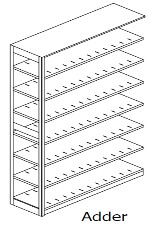 Preconfigured, Letter Size, Open Shelving, Adder Unit, 7 openings, 8 shelves, 24&quot;w x 12&quot;d x 88-1/4&quot;h