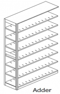 Preconfigured, Legal Size, Open Shelving, Adder Unit, 7 openings, 8 shelves, 24"w x 30"d x 88-1/4"h<br />DA-883024-A7**