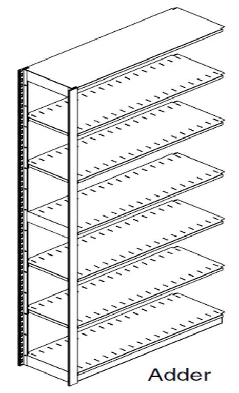 Preconfigured, Legal Size, Open Shelving, Adder Unit, 6 openings, 7 shelves, 42&quot;w x 15&quot;d x 88-1/4&quot;h