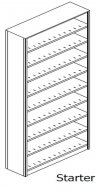 Preconfigured, Letter Size, Open Shelving, Starter Unit, 9 openings, 10 shelves, 24"w x 12"d x 97-1/4"h<br />DA-971224-S9