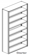 Preconfigured, Legal Size, Open Shelving, Starter Unit, 7 openings, 8 shelves, 42&quot;w x 15&quot;d x 97-1/4&quot;h