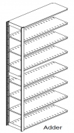 Preconfigured, Legal Size, Open Shelving, Adder Unit, 7 openings, 8 shelves, 48"w x 15"d x 97-1/4"h<br />DA-971548-A7