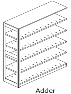 Preconfigured, Legal Size, Open Shelving, Adder Unit, 5 openings, 6 shelves, 36"w x 30"d x 64-1/4"h<br />DA-643036-A5**