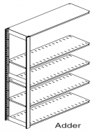 Preconfigured, Legal Size, Open Shelving, Adder Unit, 4 openings, 5 shelves, 24"w x 15"d x 64-1/4"h<br />DA-641524-A4