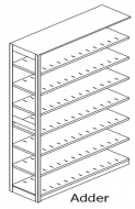 Preconfigured, Letter Size, Open Shelving, Adder Unit, 7 openings, 8 shelves, 24"w x 12"d x 76-1/4"h<br />DA-761224-A7