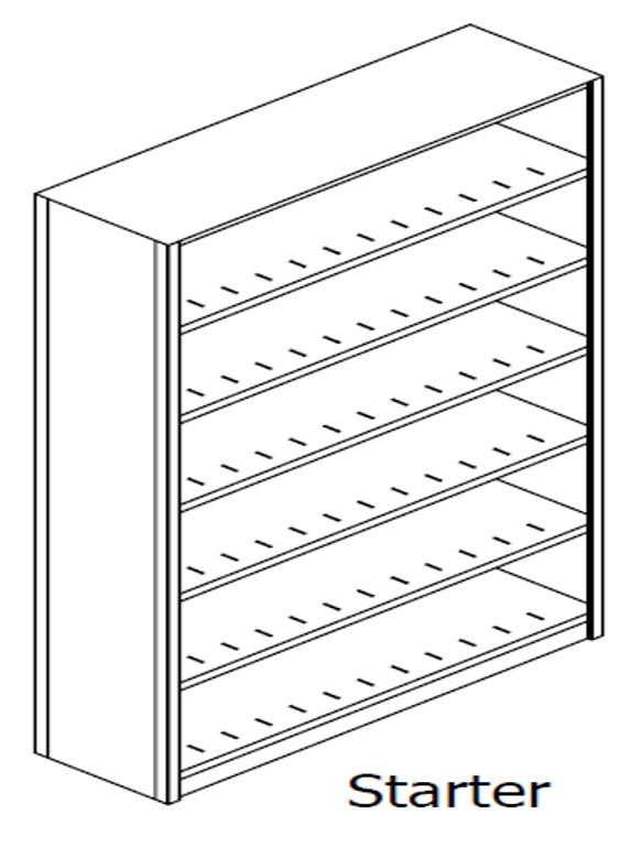 Preconfigured, Letter Size, Open Shelving, Starter Unit, 6 openings, 7 shelves, 48&quot;w x 12&quot;d x 76-1/4&quot;h