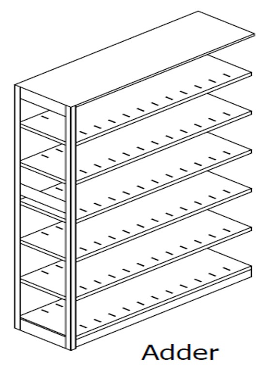 Preconfigured, Letter Size, Open Shelving, Adder Unit, 6 openings, 7 shelves, 30&quot;w x 24&quot;d x 76-1/4&quot;h