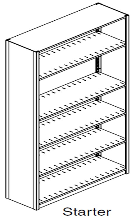 Preconfigured, Legal Size, Open Shelving, Starter Unit, 5 openings, 6 shelves, 24&quot;w x 30&quot;d x 76-1/4&quot;h