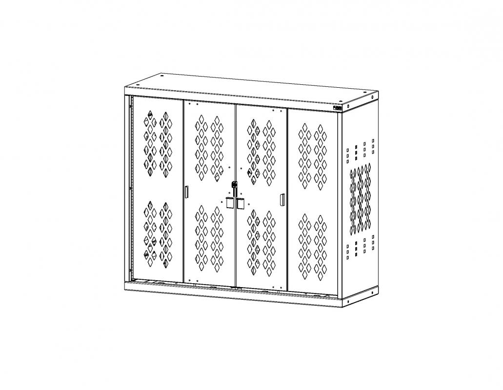 Bi-Fold Door Cabinet, Double Door, 42&quot;w x 15&quot;d x 36&quot;h