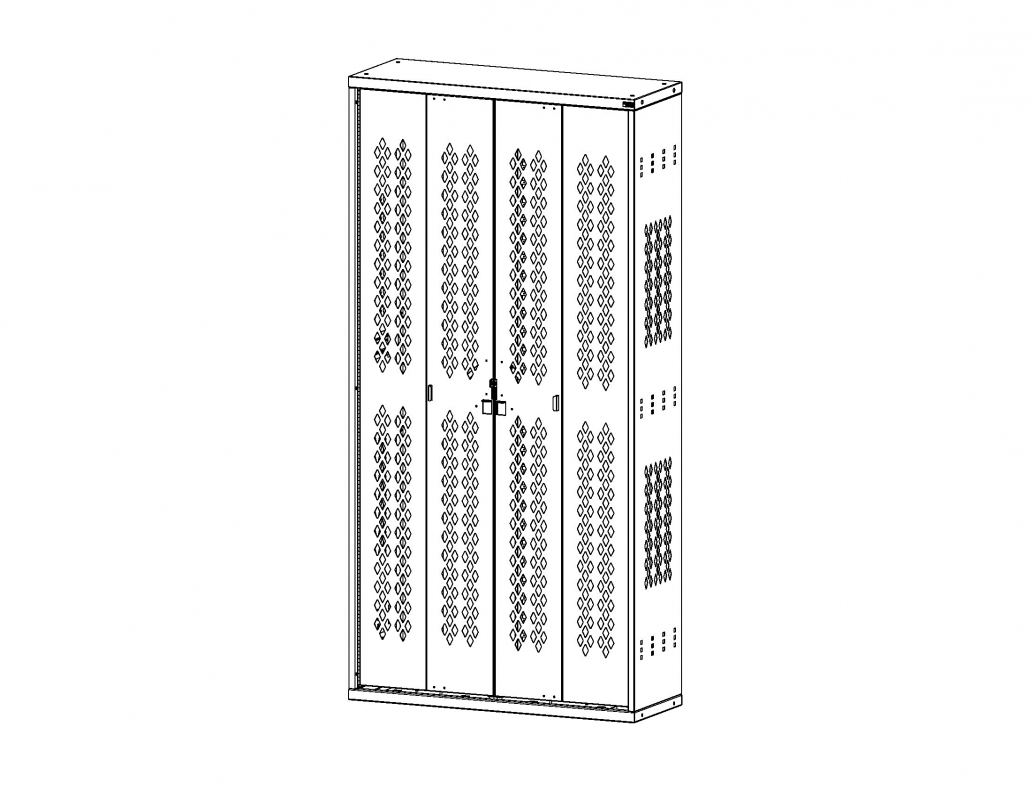 Bi-Fold Door Cabinet, Double Door, 42&quot;w x 15&quot;d x 84&quot;h