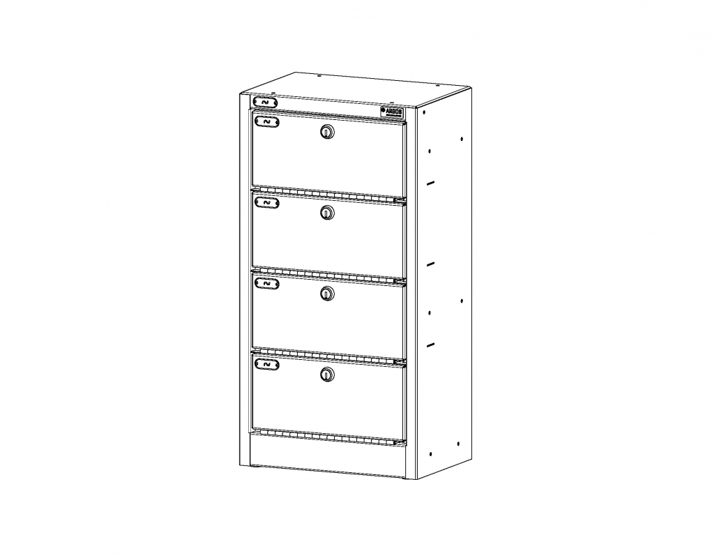 4 Tier Wall Mounted Locker, Hasp for padlock, 12&quot;w x 8&quot;d x 23&quot;h