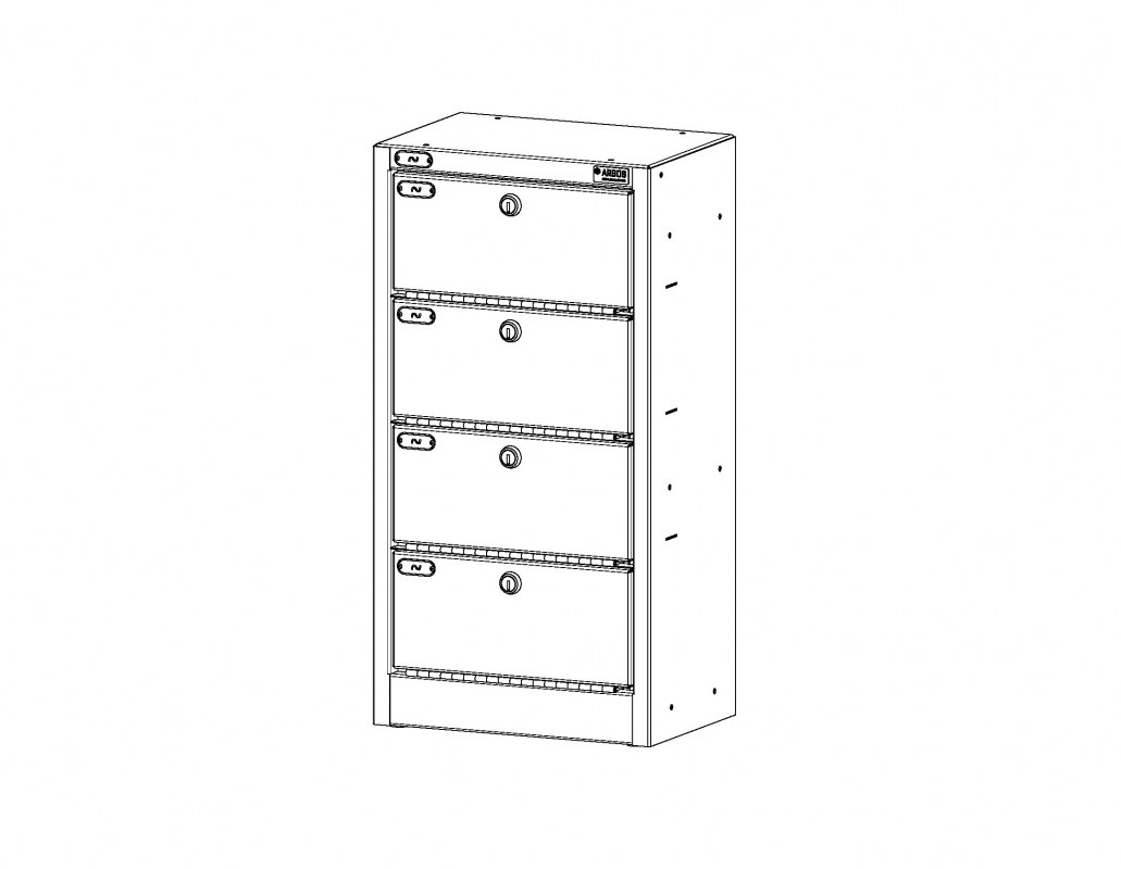 4 Tier Wall Mounted Locker, Digital lock, 12&quot;w x 8&quot;d x 23&quot;h